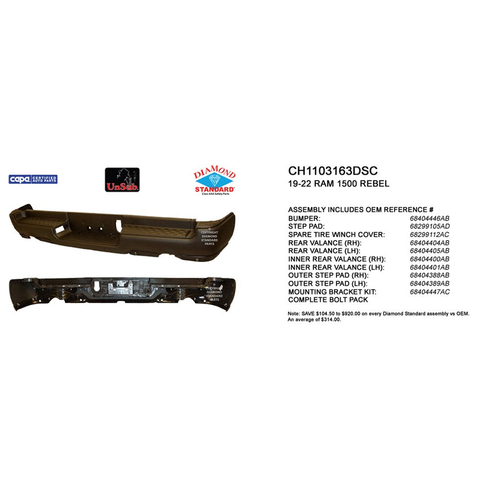 Rear Step Bumper Assembly 2019-2024 Ram 1500