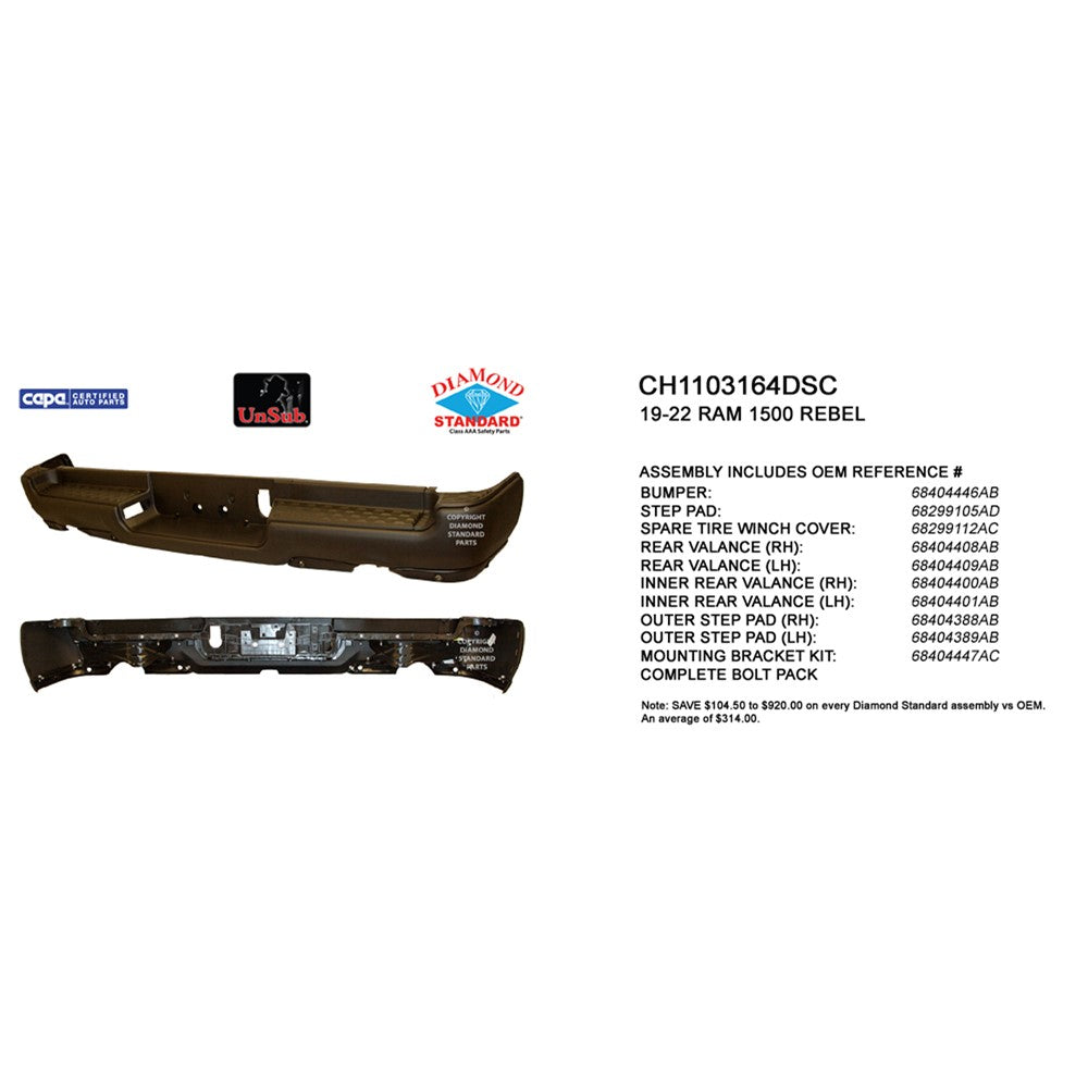 Rear Step Bumper Assembly 2019-2024 Ram 1500