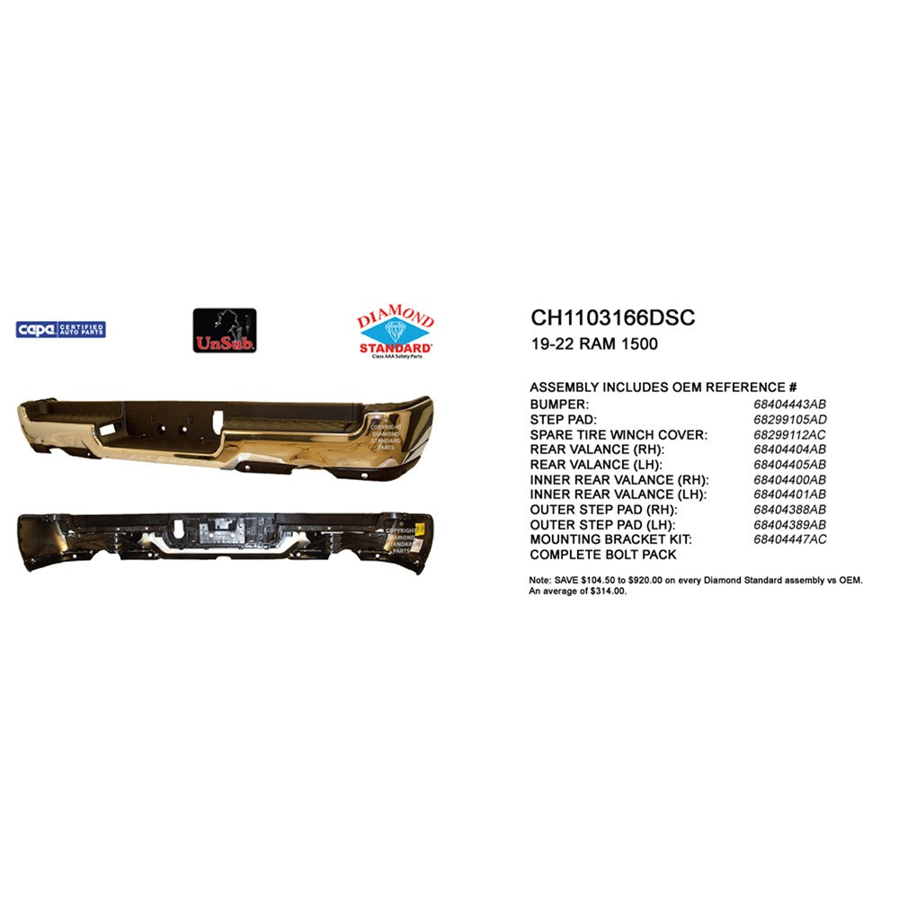 Rear Step Bumper Assembly 2019-2024 Ram 1500