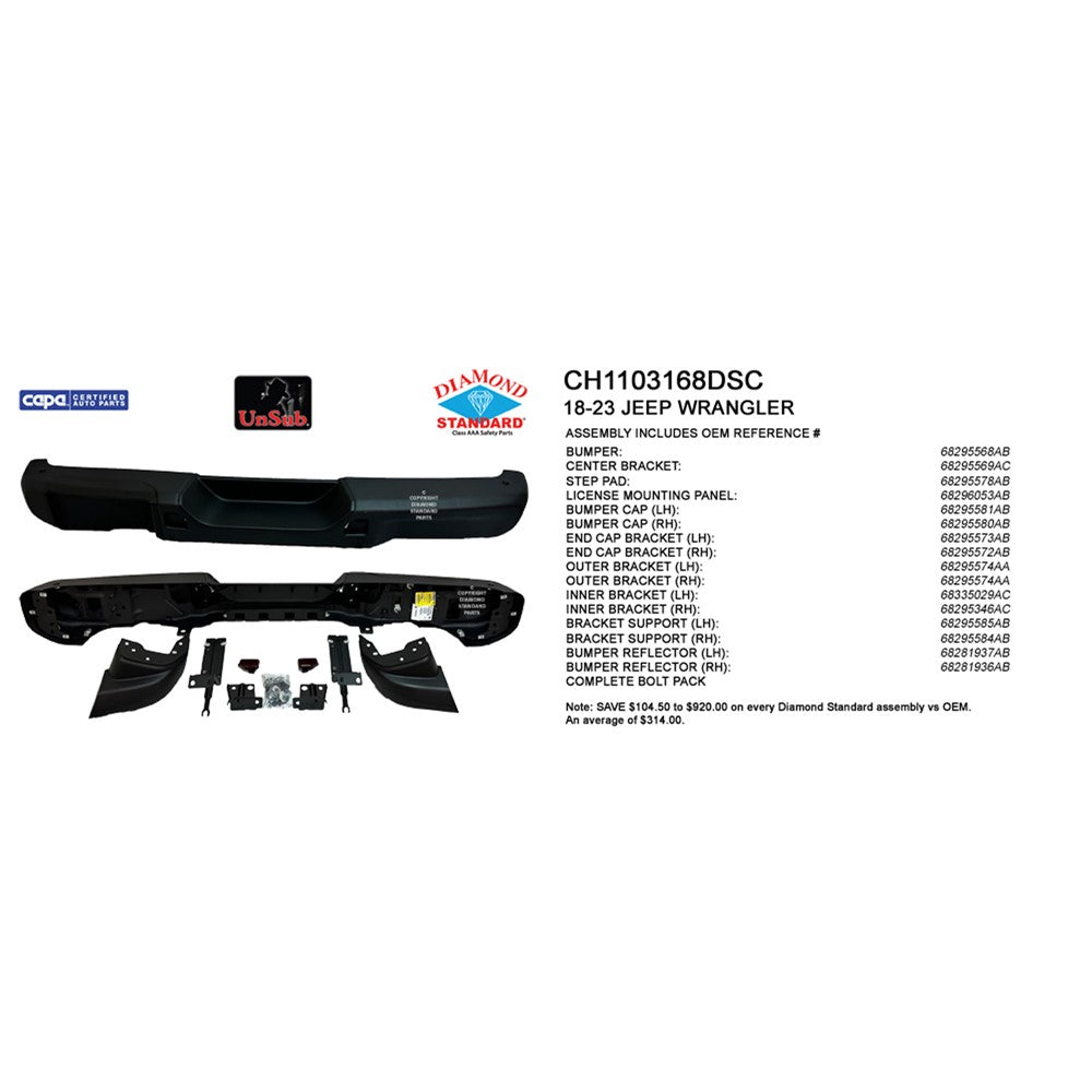 Rear Step Bumper Assembly 2018-2025 Jeep Wrangler