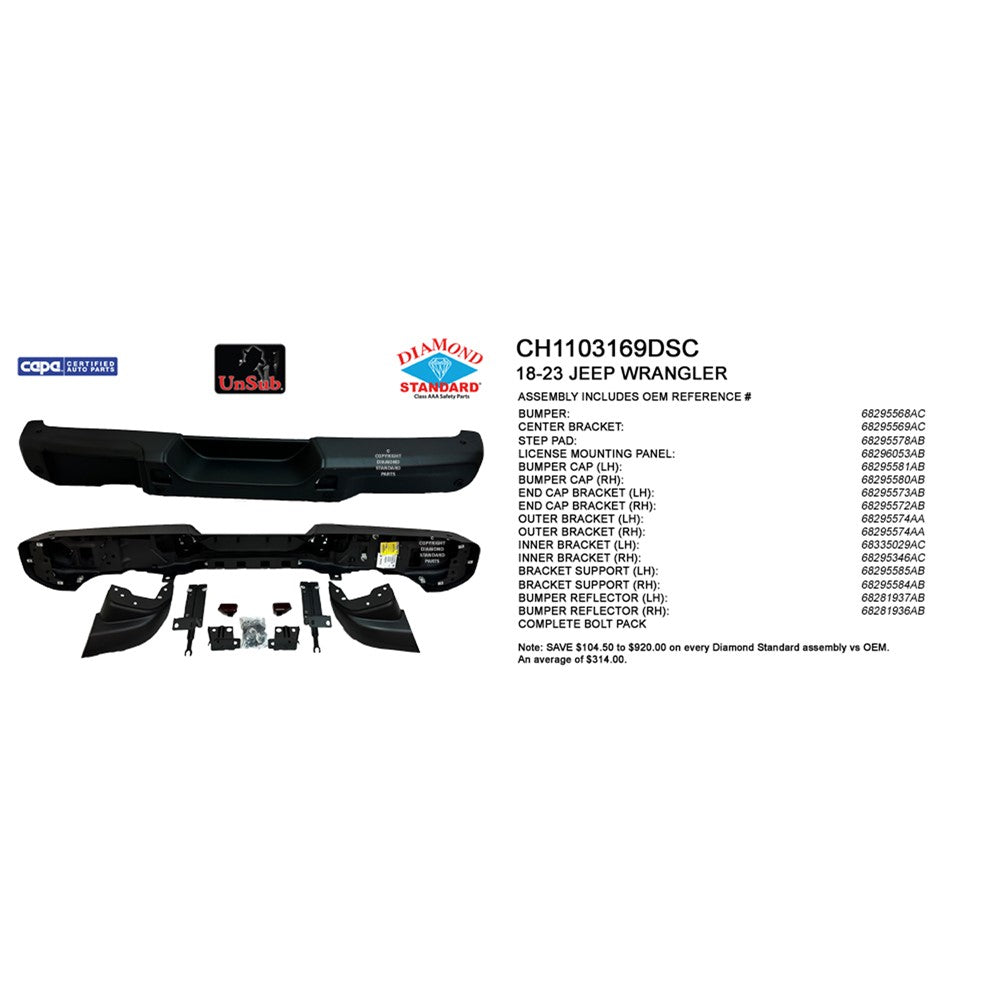 Rear Step Bumper Assembly 2018-2025 Jeep Wrangler