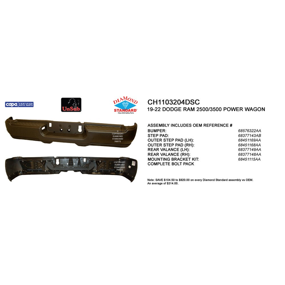 Rear Step Bumper Assembly 2019-2024 Ram 2500