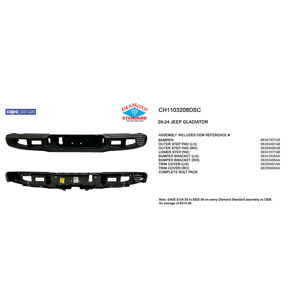Rear Step Bumper Assembly 2020-2025 Jeep Gladiator