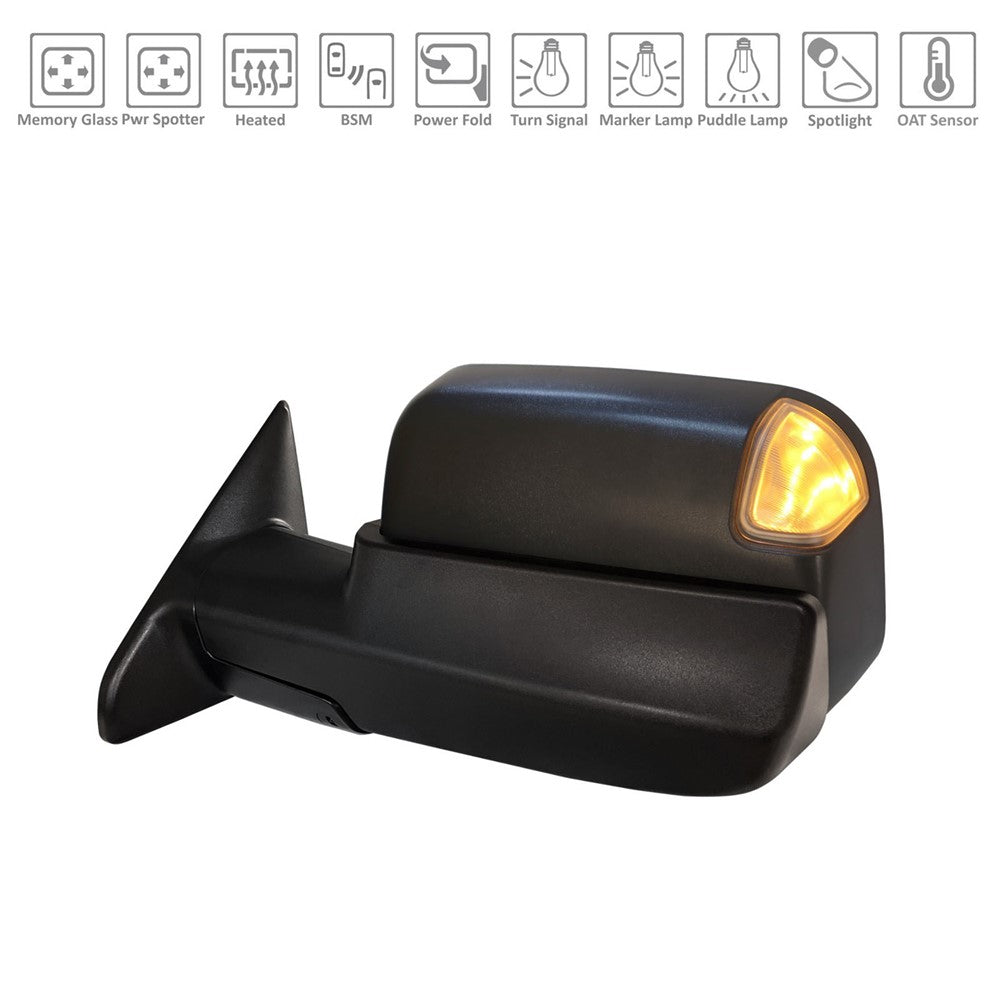 Left Driver Side Power Door Tow Mirror 2019-2020 Ram 2500, 3500