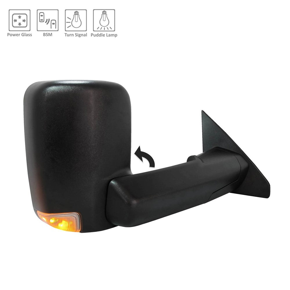 Right Passenger Side Power Tow Style Door Mirror 2019-2024 Ram 1500