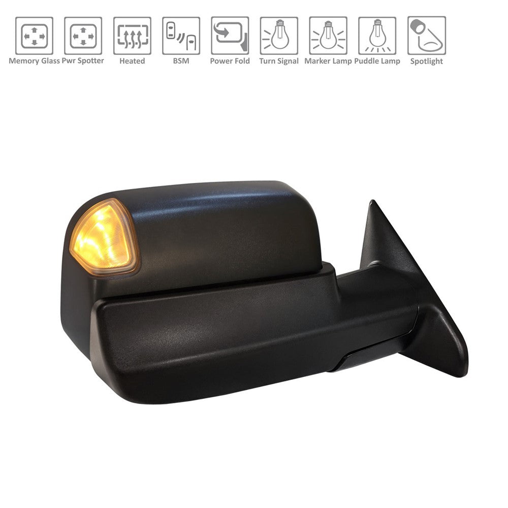 Right Passenger Side Power Door Tow Mirror 2019-2022 Ram 2500, 3500