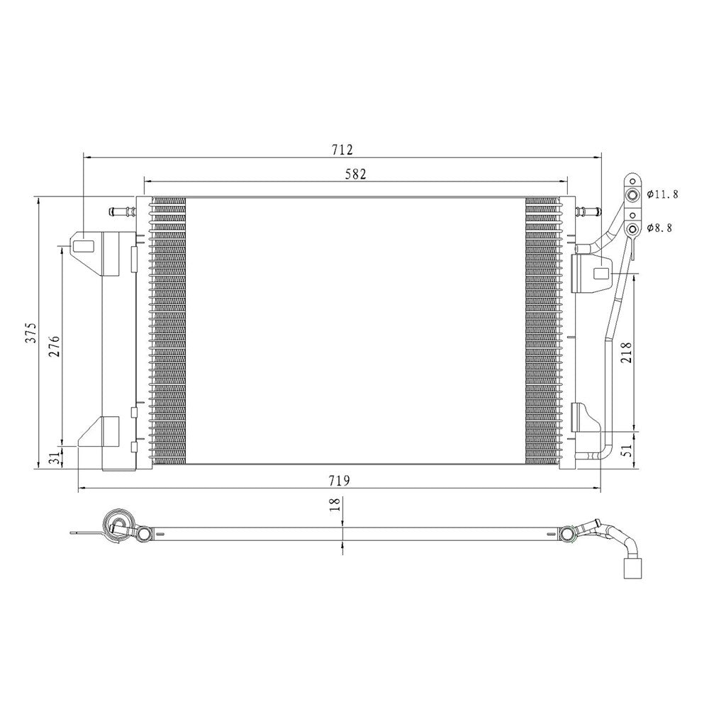 Ac Condenser With Toc 2006-2012 Ford Fusion & Lincoln Zephyr, Mkz & Mercury Milan