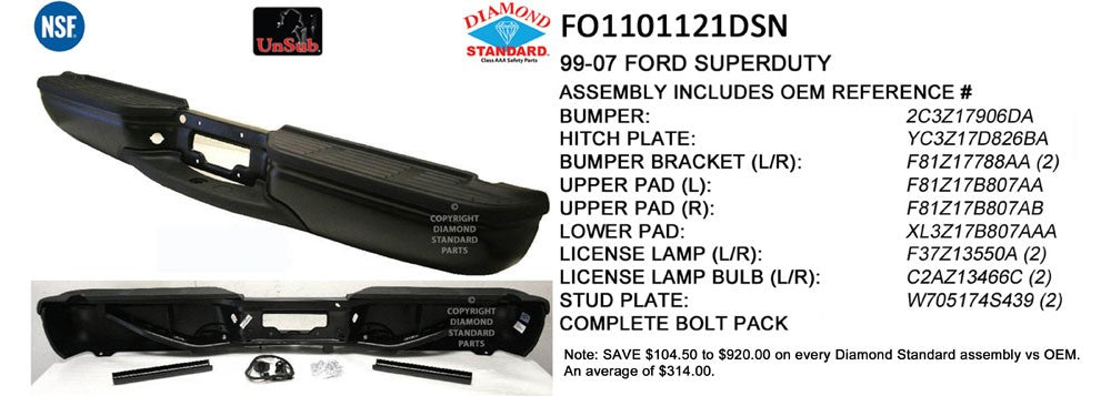 Rear Step Bumper Assembly 1999-2007 Ford F-250 Super Duty, F-350 Super Duty, F-450 Super Duty