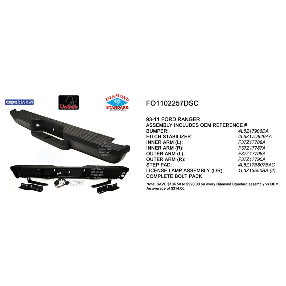 Rear Step Bumper Assembly 1993-2011 Ford Ranger