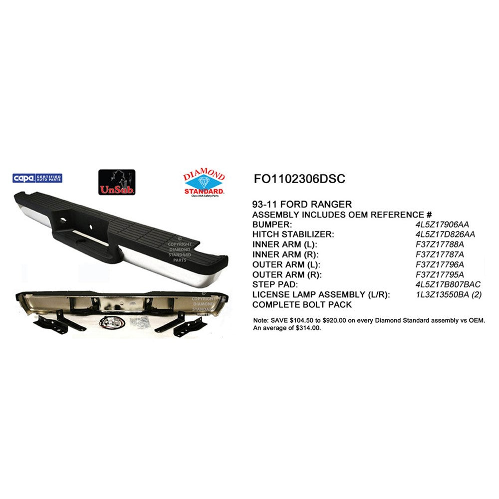 Rear Step Bumper Assembly 1993-2011 Ford Ranger