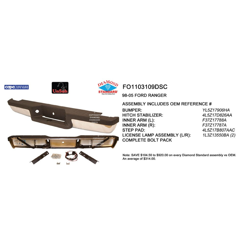 Rear Step Bumper Assembly 1993-2004 Ford Ranger