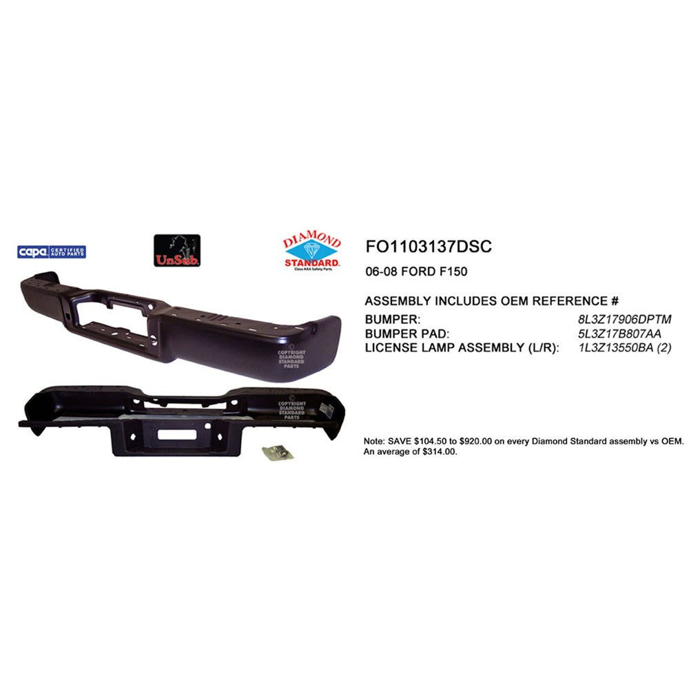 Rear Step Bumper Assembly 2006-2008 Ford Pickup_ford_lightduty & Lincoln Mark Lt