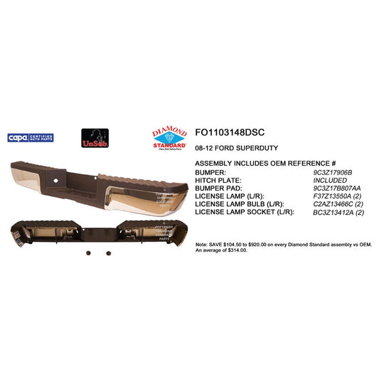 CAPA Certified Factory Style Replacement Step Bumper Assembly for Ford F-250 Super Duty, Ford F-350 Super Duty