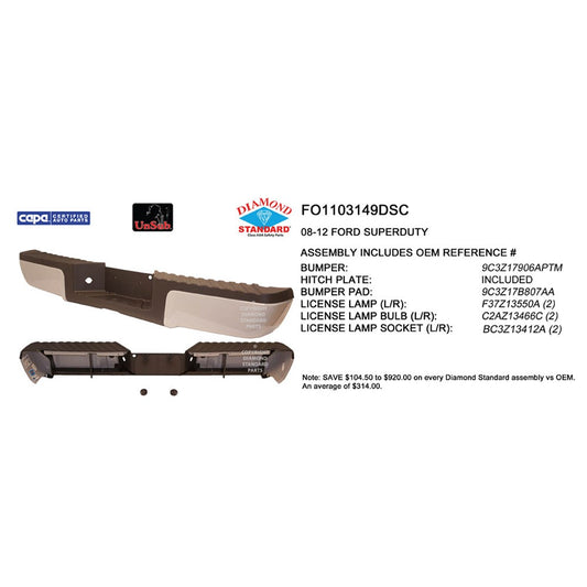 CAPA Certified Factory Style Replacement Step Bumper Assembly for Ford F-250 Super Duty, Ford F-350 Super Duty