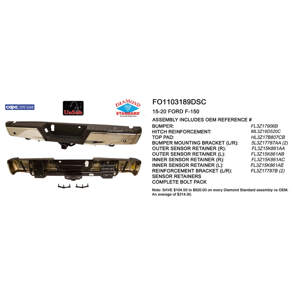 Rear Step Bumper Assembly 2015-2020 Ford F-150