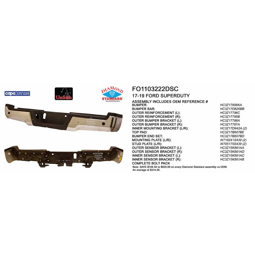 Rear Step Bumper Assembly 2017-2022 Ford F-250 Super Duty, F-350 Super Duty, F-450 Super Duty