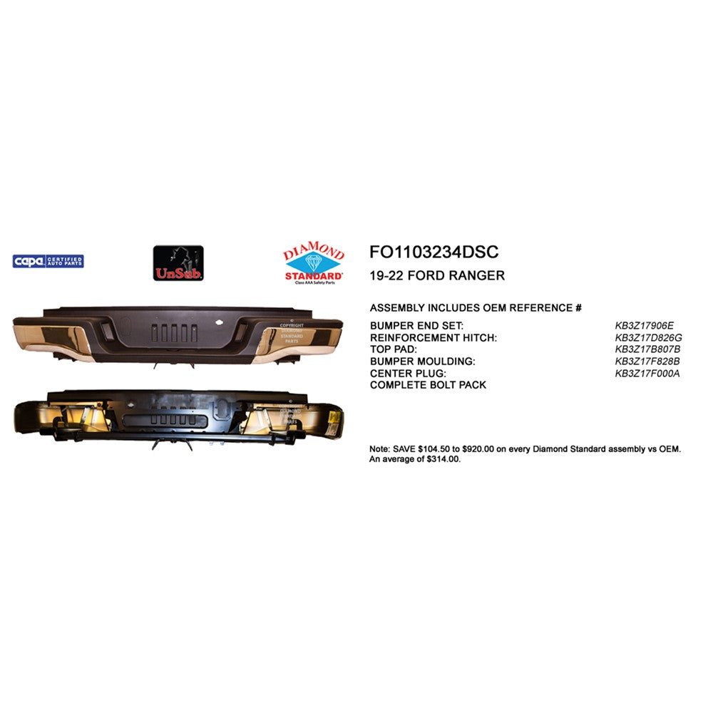 Rear Step Bumper Assembly 2019-2023 Ford Ranger