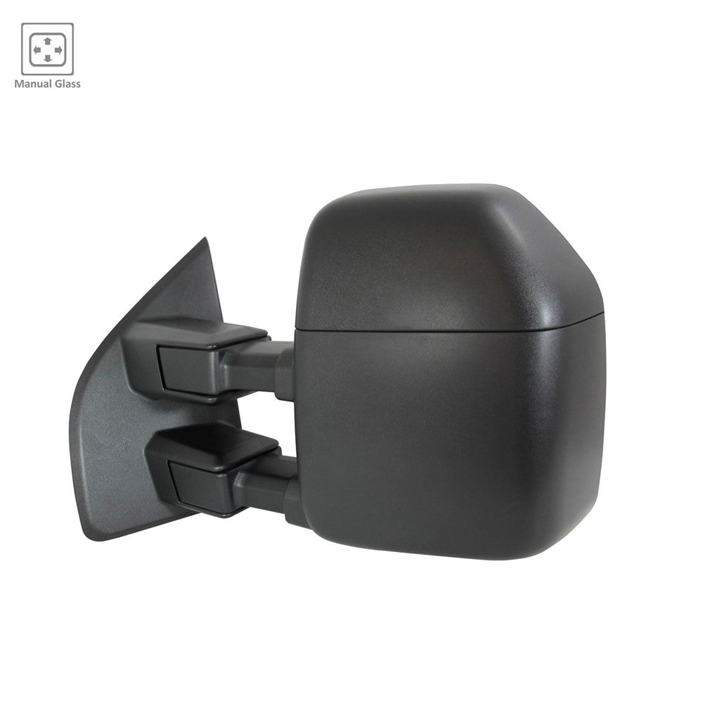Left Driver Side Manual Door Tow Mirror 2017-2022 Ford F-250 Super Duty, F-350 Super Duty, F-450 Super Duty, F-150