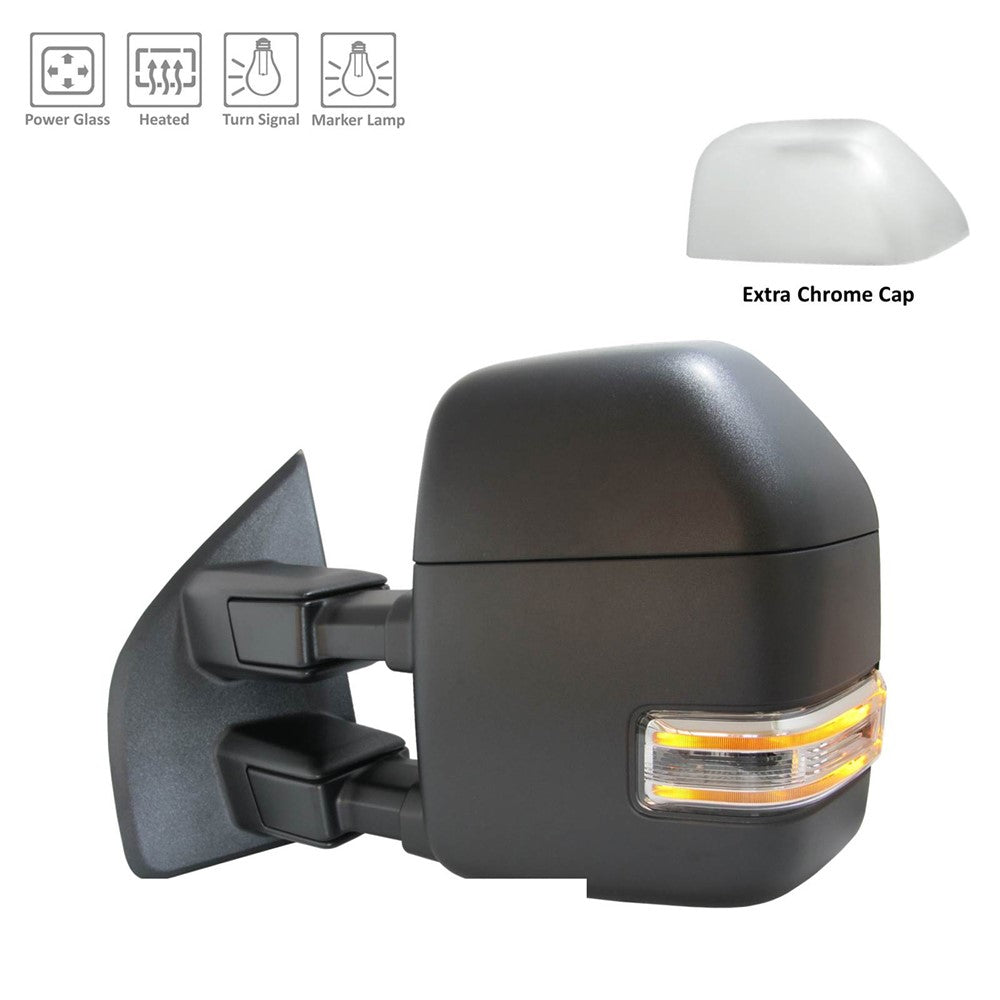 Left Driver Side Power Door Tow Mirror 2017-2022 Ford F-250 Super Duty, F-350 Super Duty, F-450 Super Duty
