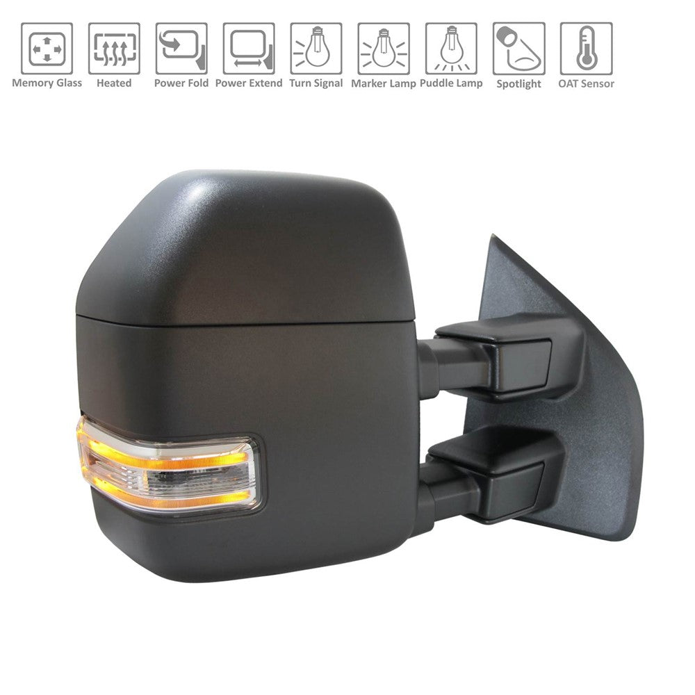 Right Passenger Side Power Door Tow Mirror 2017-2022 Ford F-250 Super Duty, F-350 Super Duty, F-450 Super Duty, F-150