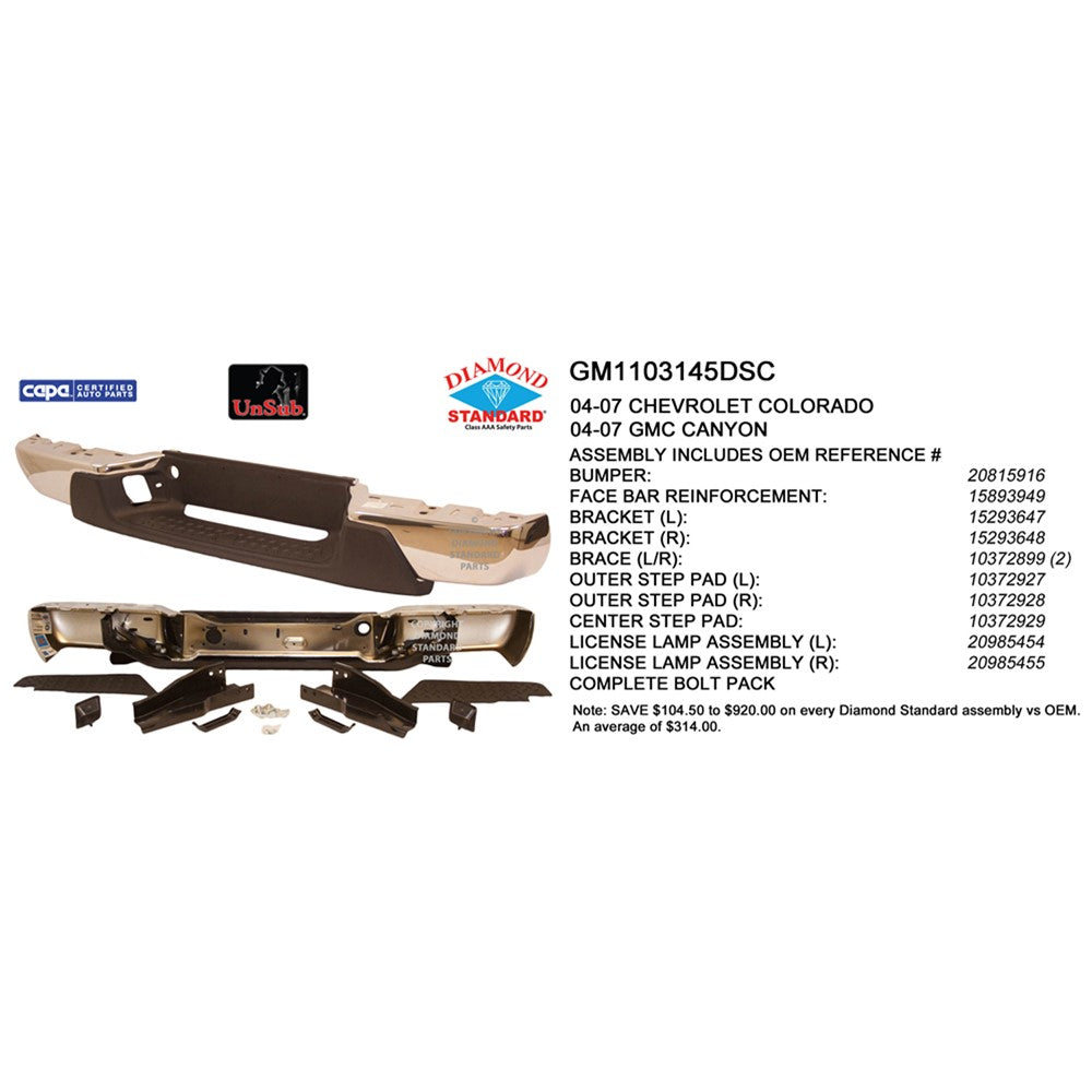 Rear Step Bumper Assembly 2004-2007 Chevrolet Colorado & Gmc Canyon