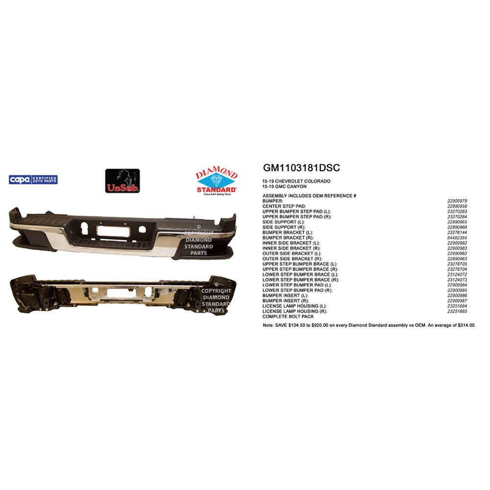 Rear Step Bumper Assembly 2015-2022 Chevrolet Colorado & Gmc Canyon