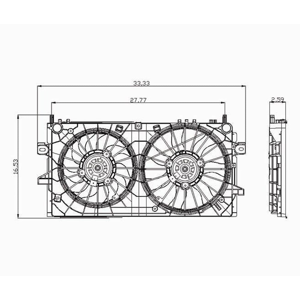 Dual Fan Assembly 2005-2016 Pontiac Grand Prix & Chevrolet Impala, Monte Carlo, Impala Limited & Buick Allure, Lacrosse
