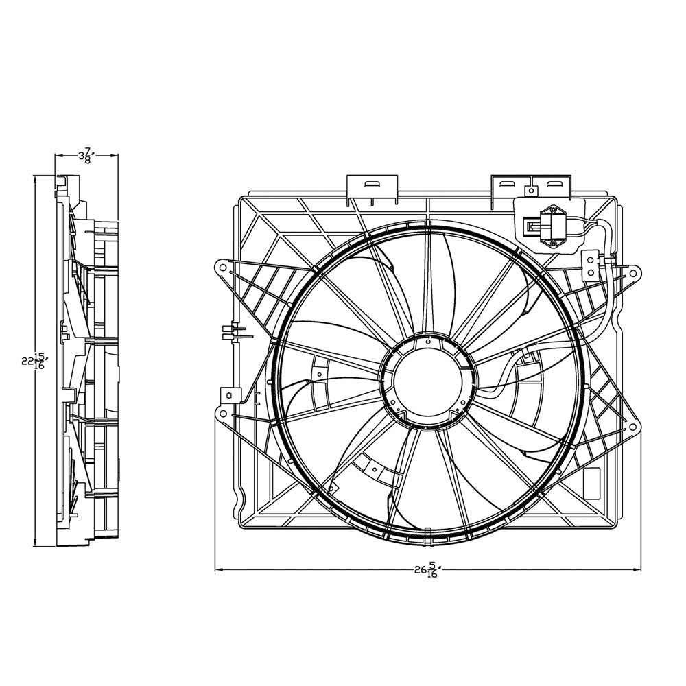 Radiator Condenser Fan Assembly 2009-2014 Cadillac Cts, Srx