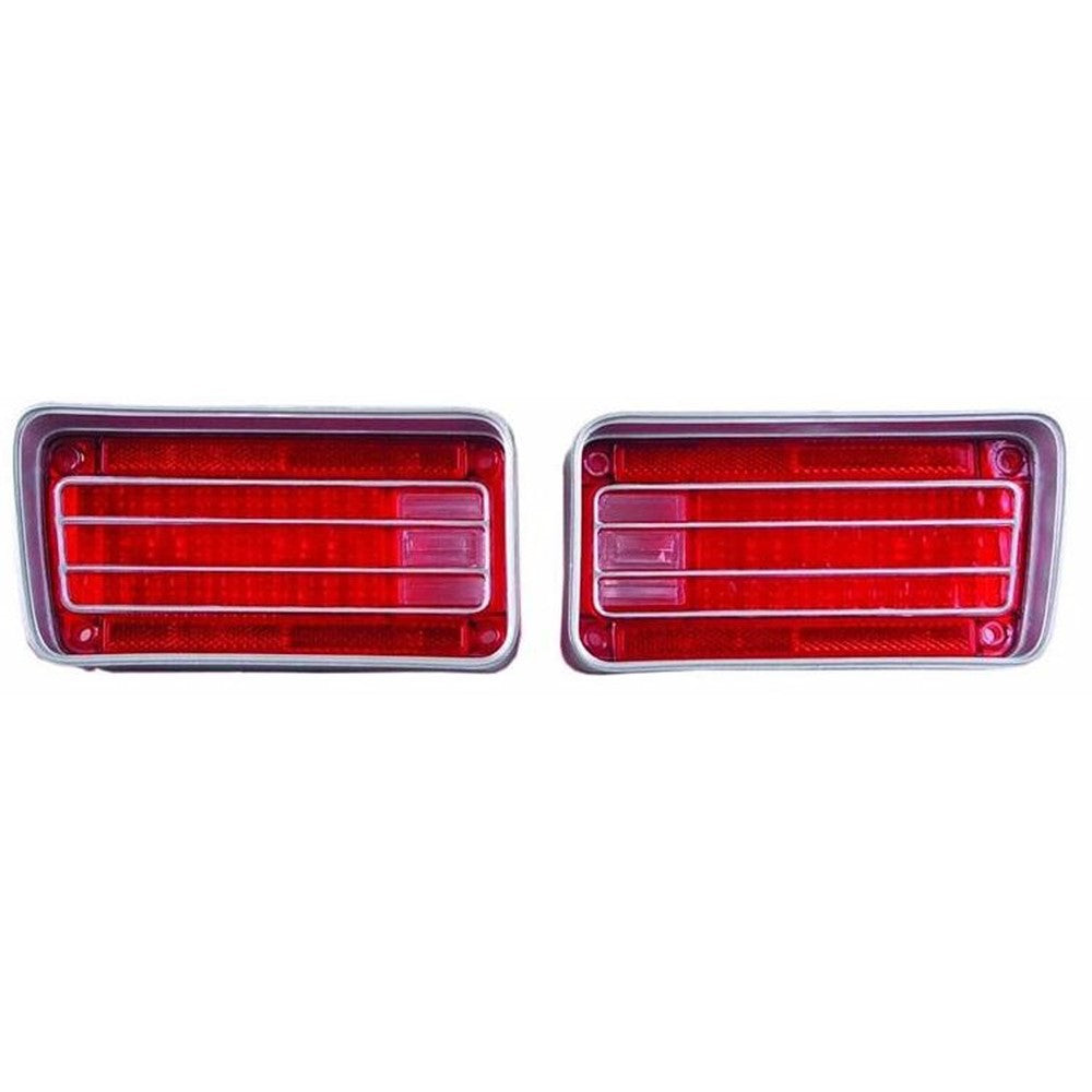 Driver And Passenger Side Set Of Tail Light Lenses With Chrome Accent