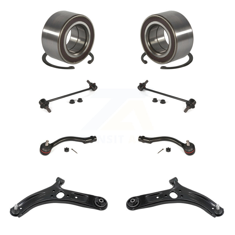 Bearing Lower Control Arm with BJ Outer Tie Rod Link Front Kit (8Pc) For Kia Rio