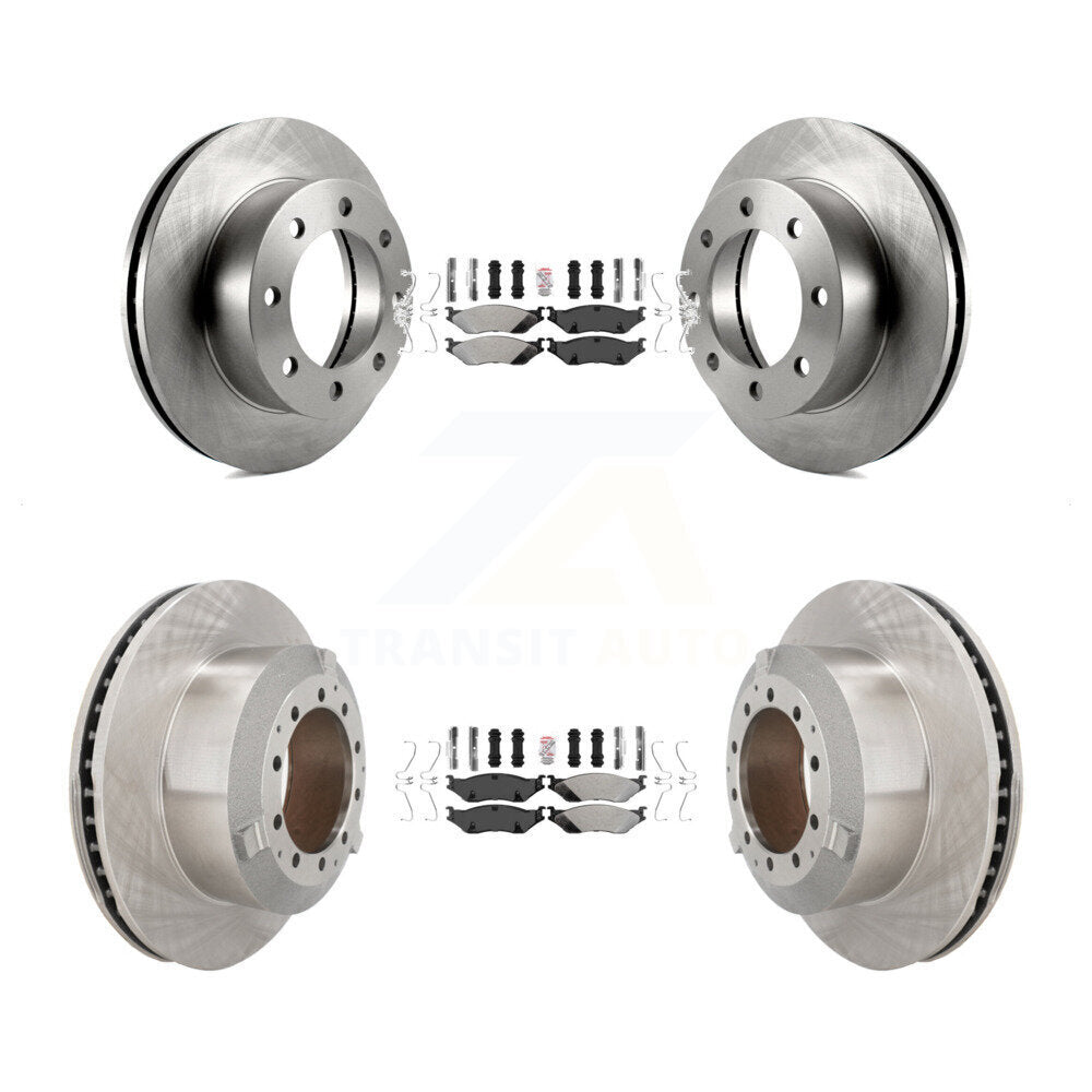 Semi-Metallic Pad And Disc Brake Rotors Front Rear Kit For Ford F-450 Super Duty