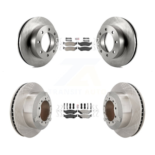Semi-Metallic Pad And Disc Brake Rotors Front Rear Kit For Ford F-450 Super Duty