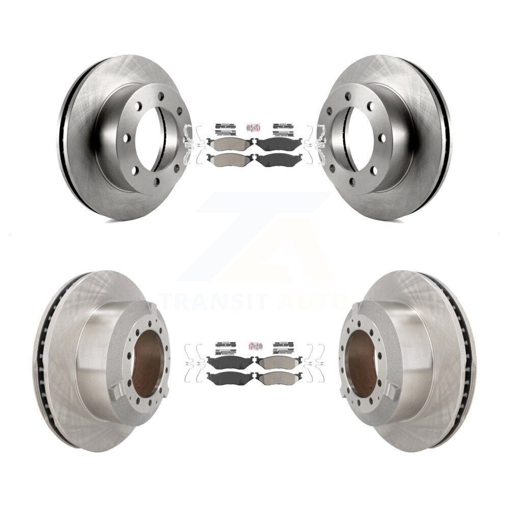 Semi-Metallic Pad And Disc Brake Rotors Front Rear Kit For Ford F-450 Super Duty