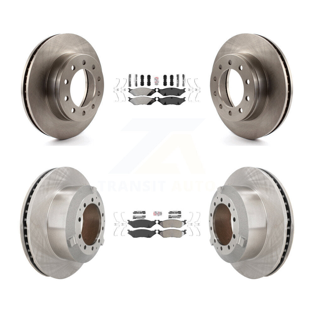 Semi-Metallic Pad And Brake Rotor Front Rear Kit For Ford F-450 Super Duty F-550