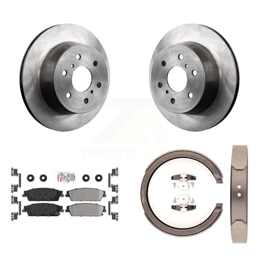 Disc Rotors Semi-Metallic Pads & Parking Shoes Rear Kit For Chevrolet GMC Sierra