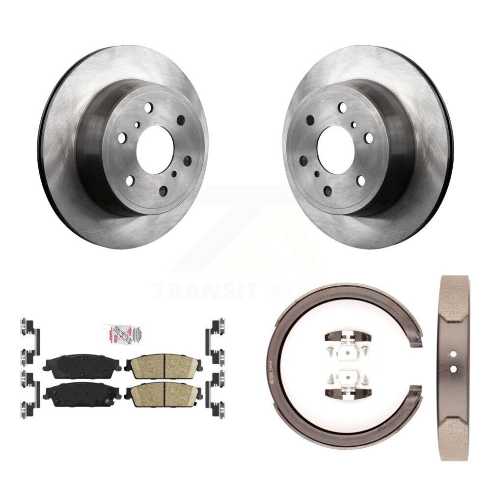 Disc Rotors Ceramic Pads Parking Shoes Rear Kit For Chevrolet GMC Sierra 1500 XL