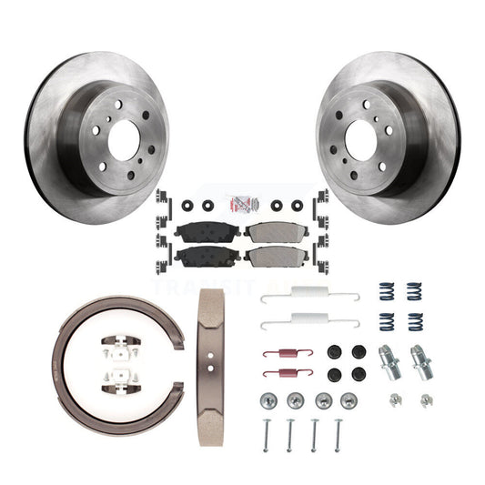 Disc Rotors Semi-Metallic Pads Parking Shoes & Hardware Rear Kit For GMC Sierra