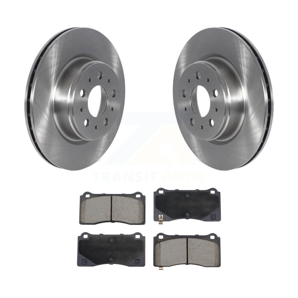 Brake Rotor & Ceramic Pad Front Kit For 17-22 Tesla 3 With Gray Painted Calipers