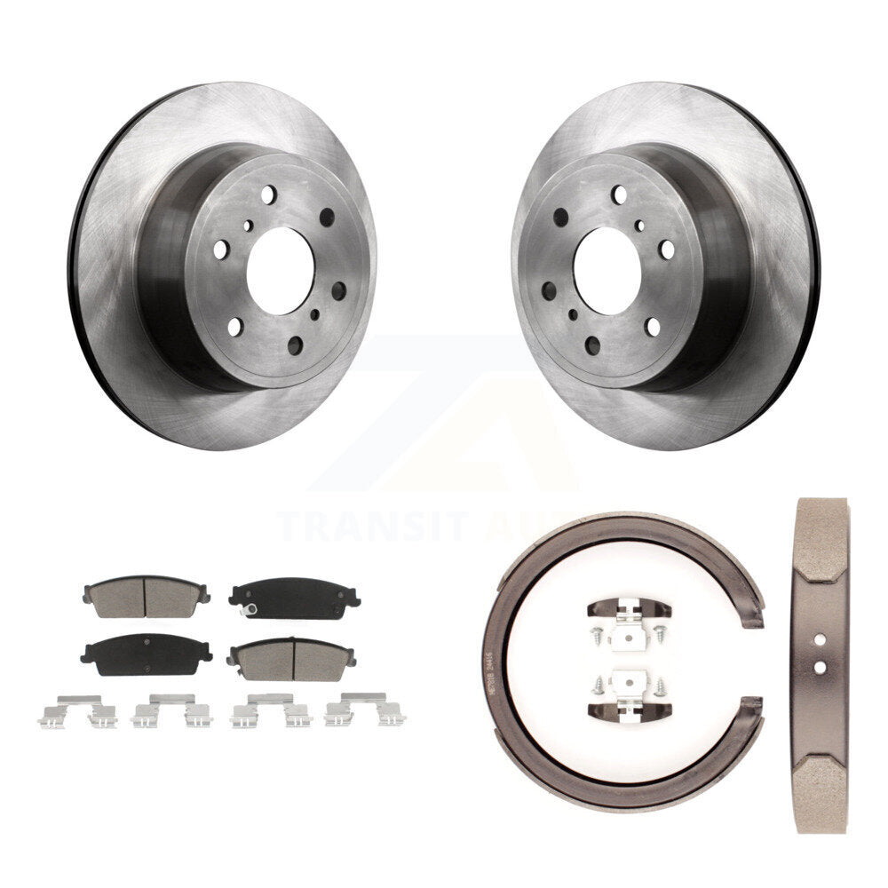Disc Rotors Ceramic Pads Parking Shoes Rear Kit For Chevrolet GMC Sierra 1500 XL