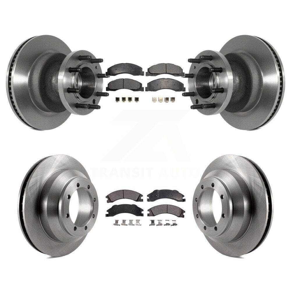 Brake Rotor Semi-Metallic Pad Front Rear Kit For Ford E-350 Super Duty Econoline