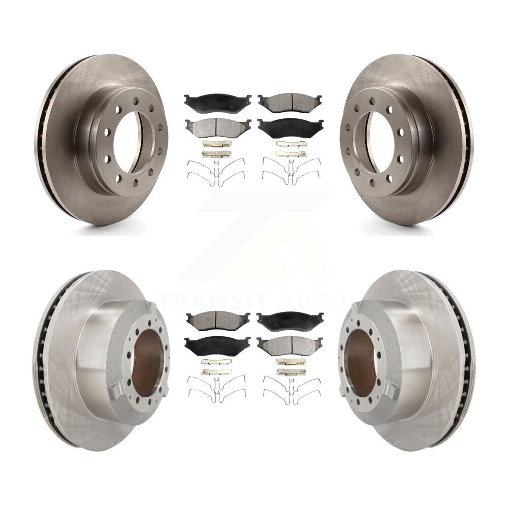 Brake Rotor And Semi-Metallic Pad Front Rear Kit For Ford F-450 Super Duty F-550
