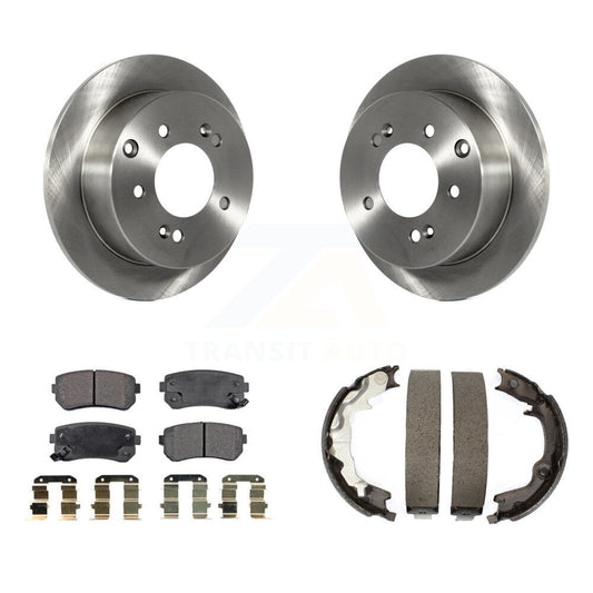 Disc Rotors Semi-Metallic Pads & Parking Brake Shoes Rear Kit For Kia Forte Koup