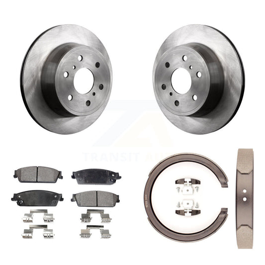 Disc Rotors Semi-Metallic Pads & Parking Shoes Rear Kit For Chevrolet GMC Sierra