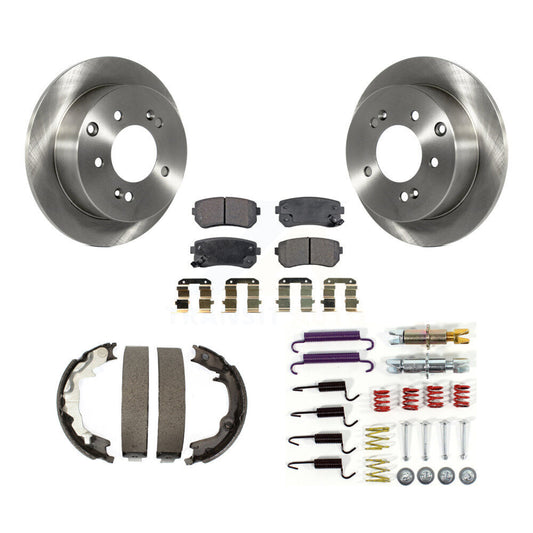 Disc Rotors Semi-Metallic Pads Parking Shoes And Hardware Rear Kit For Kia Forte