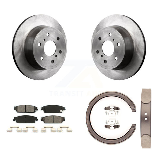 Disc Rotors Semi-Metallic Pads & Parking Shoes Rear Kit For Chevrolet GMC Sierra