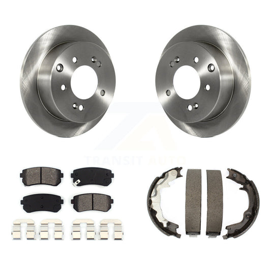 Disc Rotors Semi-Metallic Pads & Parking Brake Shoes Rear Kit For Kia Forte Koup