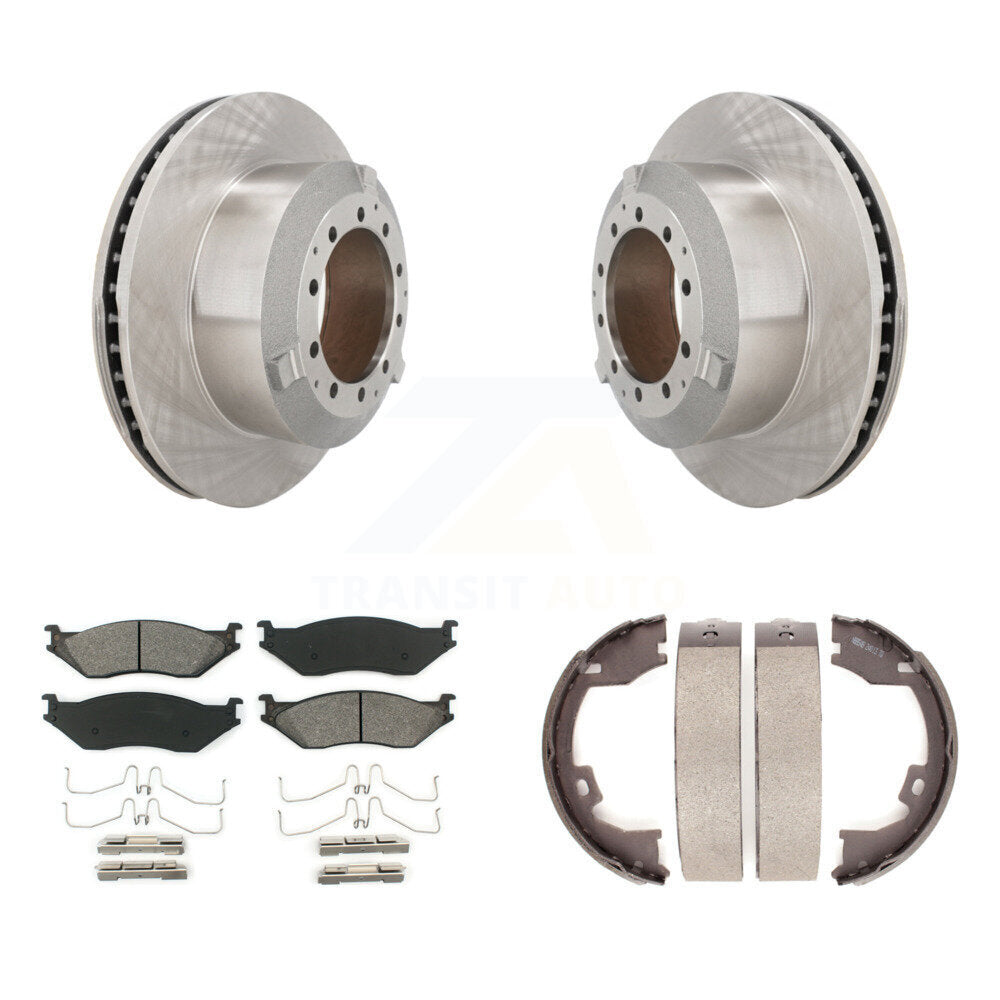 Disc Rotors Semi-Metallic Pads Parking Shoes Rear Kit For Ford F-450 Super Duty