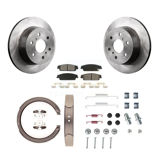 Disc Rotors Semi-Metallic Pads Parking Shoes & Hardware Rear Kit For GMC Sierra