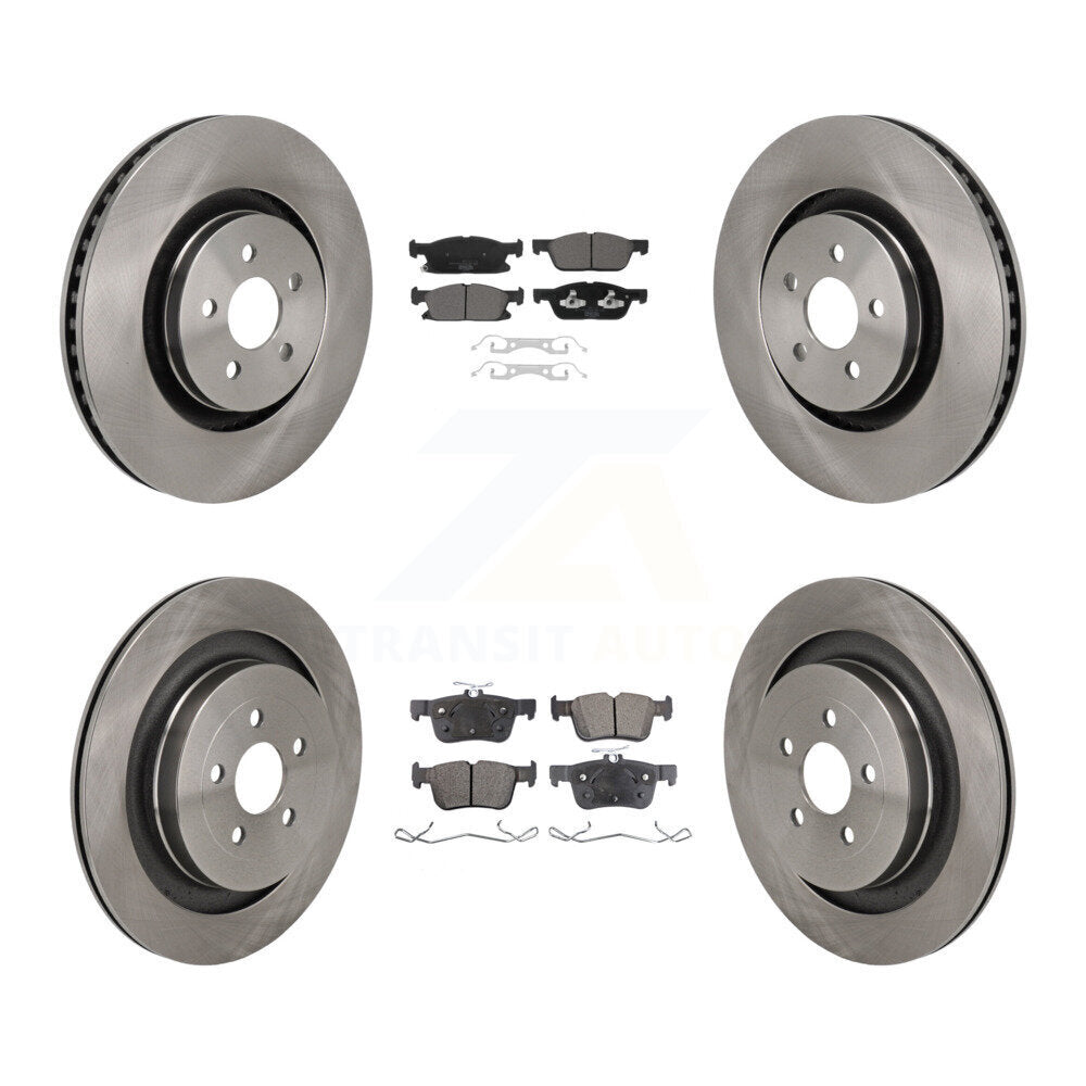 Brake Rotor & Ceramic Pad Front Rear Kit For Ford Edge With Red Painted Calipers