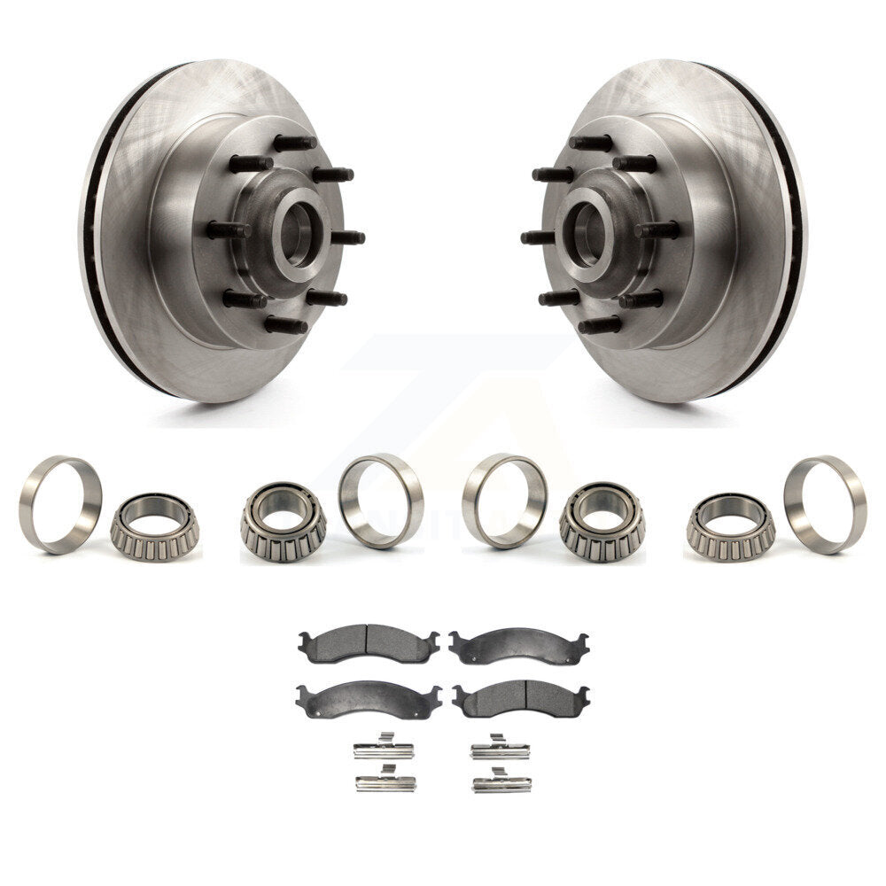 Brake Hub Rotor Inner & Outer Race Bearing Set Pad Front Kit For Dodge Ram Van